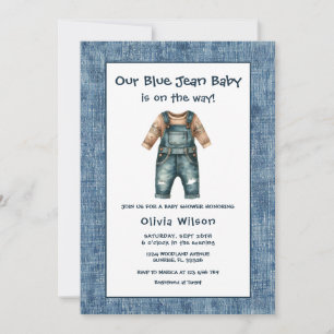 Rustieke Blauwe Spijkerbroek Jongen Baby Borrel Kaart