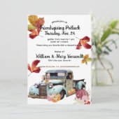 Rustieke  Blauwe Truck Vriendschap Potluck Kaart (Staand voorkant)