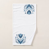 Rustieke Blauwe Tulp Bloem Folk Art Botanisch Ontw Bad Handdoek (Handdoek)