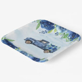 Rustieke Blauwe  Vrachtwagen Baby shower Papier Bo Papieren Bordje (Gebogen)