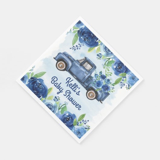 Rustieke Blauwe  Vrachtwagen Baby shower Servetten (Hoek)