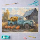 Rustieke Blauwe Vrachtwagen met Pompoenen en Zonne Tissuepapier (Craft)