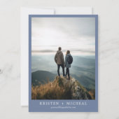 Rustieke Blauwe Waterverf Berg Foto Save The Date (Achterkant)