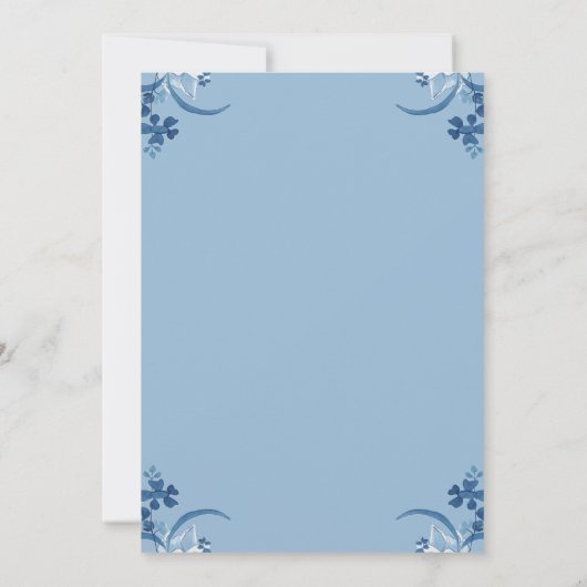 Rustieke Blauwe Waterverf Bloemen Crest Moslim Bru Kaart (Achterkant)