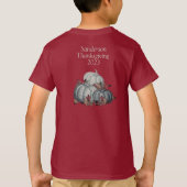 Rustieke Blauwe Waterverf Pompoen Vallen Bladeren T-shirt (Achterkant)