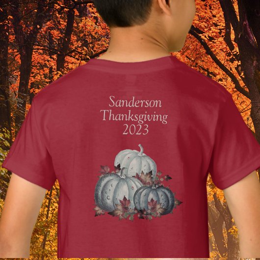 Rustieke Blauwe Waterverf Pompoen Vallen Bladeren T-shirt