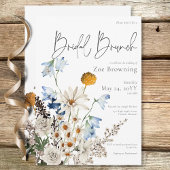Rustieke Blauwe Wildbloemen & Daisies Bruidsbrunch Kaart