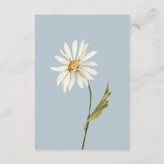 Rustieke Blauwe & Witte Daisies Bruiloft Details Informatiekaartje (Achterkant)