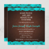 Rustieke Blauwgroen Blauwe en Bruine bruiloft Kaart (Voorkant / Achterkant)