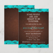 Rustieke Blauwgroen Blauwe en Bruine bruiloft Kaart (Voorkant / Achterkant)