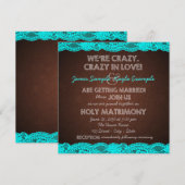 Rustieke Blauwgroen Blauwe en Bruine Country Weddi Kaart (Voorkant / Achterkant)