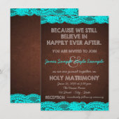 Rustieke Blauwgroen Blauwe en Bruine Country Weddi Kaart (Voorkant / Achterkant)