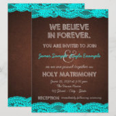 Rustieke Blauwgroen Blauwe en Bruine Country Weddi Kaart (Voorkant / Achterkant)