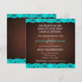 Rustieke Blauwgroen Blauwe en Bruine Country Weddi Kaart (Voorkant / Achterkant)