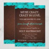 Rustieke Blauwgroen Blauwe en Bruine Country Weddi Kaart (Voorkant / Achterkant)