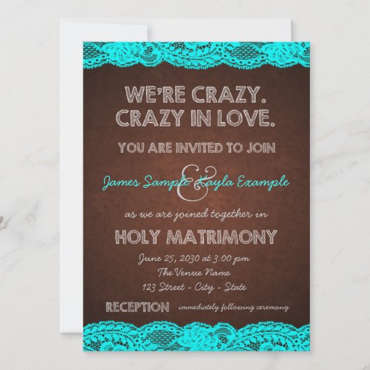 Rustieke Blauwgroen Blauwe en Bruine Country Weddi Kaart (Voorkant)