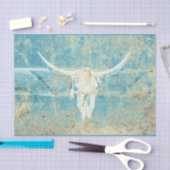 Rustieke Blauwgroen Blauwe Textuur Westerne Bull K Tissuepapier (Craft)