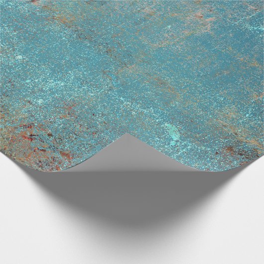 Rustieke  Blauwgroen Bruin Grunge Textuur Cadeaupapier (Hoek)