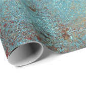 Rustieke  Blauwgroen Bruin Grunge Textuur Cadeaupapier (Rol Hoek)