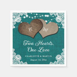 Rustieke Blauwgroen Burlap Lace String Lights Brui Servet