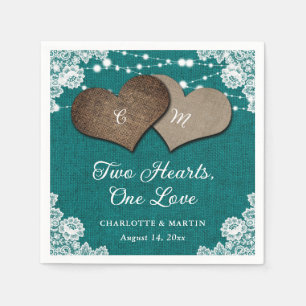 Rustieke Blauwgroen Burlap Lace String Lights Brui Servet