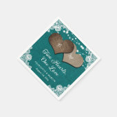 Rustieke Blauwgroen Burlap Lace String Lights Brui Servet (Hoek)