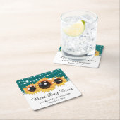 Rustieke Blauwgroen Burlap Lace Zonnebloem Bruilof Kartonnen Onderzetters (Insitu)