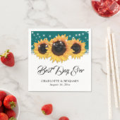 Rustieke Blauwgroen Burlap Lace Zonnebloem Bruilof Servet (Insitu)