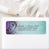 Rustieke Blauwgroen en Paarse Boheemse retouradres Etiket (Insitu)