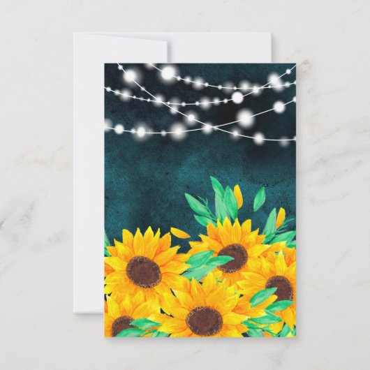 Rustieke blauwgroen groene string lichten zonneblo RSVP kaartje (Achterkant)