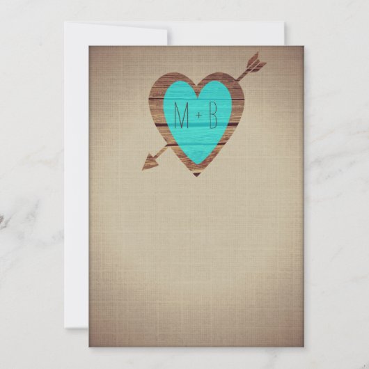 Rustieke Blauwgroen Hart Pijl Land Wedding Uitnodi Kaart (Achterkant)
