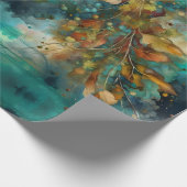 Rustieke Blauwgroen herfst lente bladeren bloemenb Cadeaupapier (Hoek)