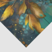 Rustieke Blauwgroen herfst lente bladeren bloemenb Tissuepapier (Detail)