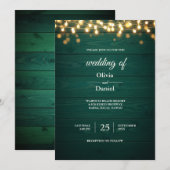 Rustieke Blauwgroen Hout Uitnodiging Achtergrond (Voorkant / Achterkant)