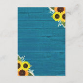 Rustieke Blauwgroen houten zonnebloem bruiloft acc Informatiekaartje (Achterkant)