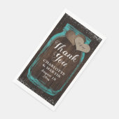 Rustieke Blauwgroen Mason Jar Wood Dank u bruiloft Servet (Hoek)