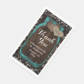 Rustieke Blauwgroen Mason Jar Wood Dank u bruiloft Servet (Hoek)