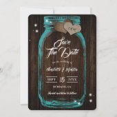 Rustieke Blauwgroen Mason Jar Wood Fall Wedding Save The Date (Voorkant)
