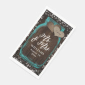 Rustieke Blauwgroen Mason Jar Wood Mr & Mrs Weddin Servet (Hoek)