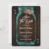 Rustieke Blauwgroen Mason Jar Wood Wedding Save The Date (Voorkant)