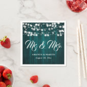 Rustieke Blauwgroen Mr en Mrs Wedding Napkins Servet (Insitu)