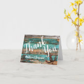 Rustieke Blauwgroen schuur hout Hoefijzer bruiloft Kaart (Gele Bloem)