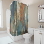 Rustieke Blauwgroen Sinaasappel Beige Boerderij St Douchegordijn (In situ)