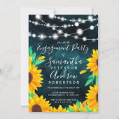 Rustieke blauwgroen string lichten zonnebloemen ve kaart (Voorkant)