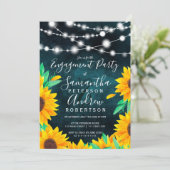 Rustieke blauwgroen string lichten zonnebloemen ve kaart (Staand voorkant)