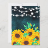 Rustieke blauwgroen string lichten zonnebloemen ve kaart (Achterkant)