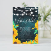 Rustieke blauwgroen string verlichting zonnebloeme informatiekaartje (Staand voorkant)