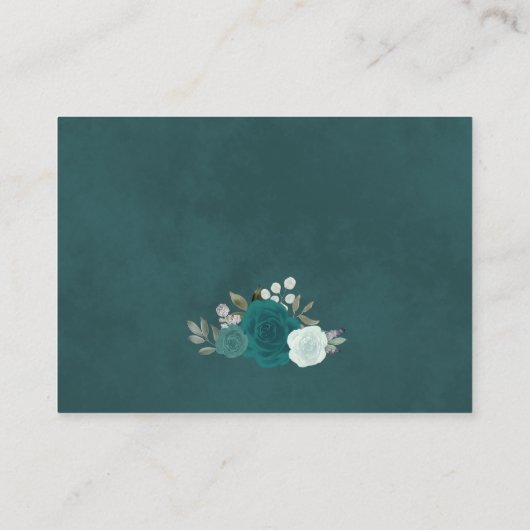Rustieke Blauwgroen Waterverf Rozen Bruiloft Websi Informatiekaartje (Achterkant)
