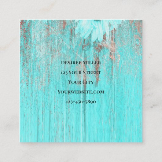 Rustieke Blauwgroen Westerne Country Bull Skull Zo Vierkante Visitekaartje (Achterkant)