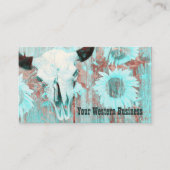 Rustieke Blauwgroen Westerne Country Bull Skull Zo Visitekaartje (Voorkant)